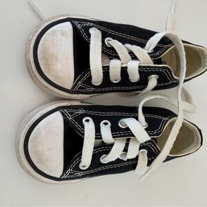 Classic Black Baby Converse Sneakers with White Laces size 5